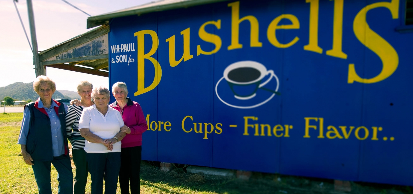 Bushells tea brings a community together with a restored sign in Moonbi, NSW, Australia