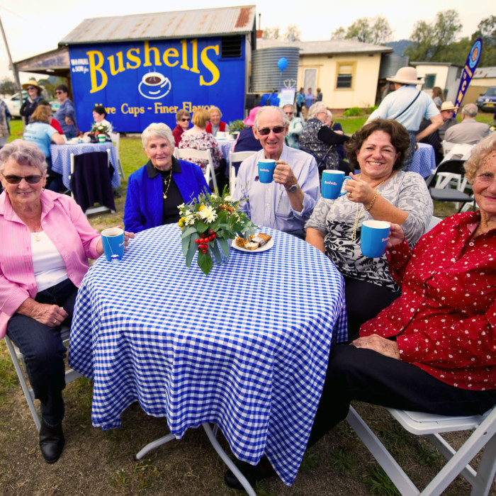 Bushells tea brings a community together with a restored sign in Moonbi, NSW, Australai