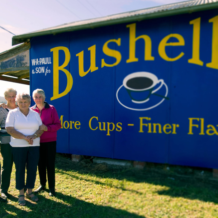 Bushells tea brings a community together with a restored sign in Moonbi, NSW, Australia